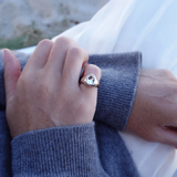 white beryl gemstone signet ring