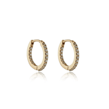 Loulerie 12mm Yellow Gold White Diamond Huggy Hoops