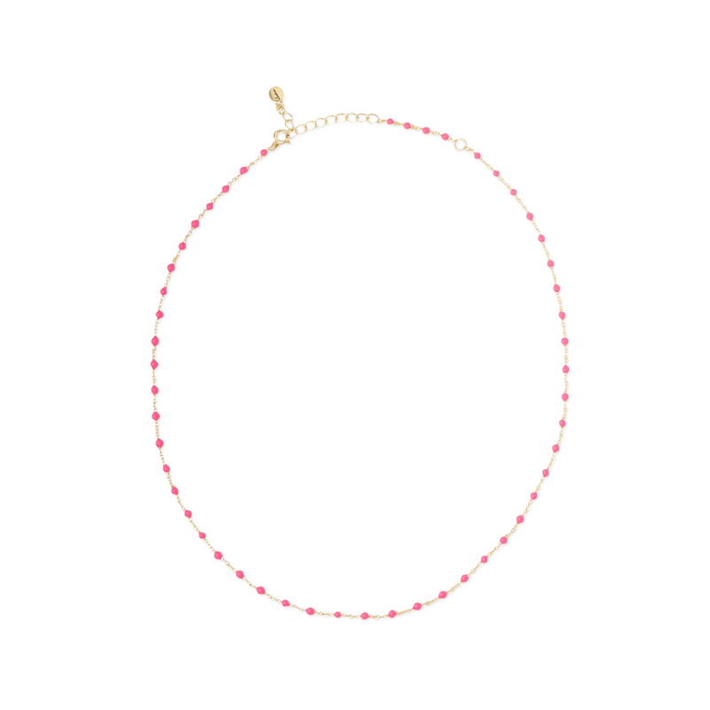 Loulerie Neon Pink Enamel Necklace