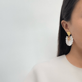 Katerina Makriyianni White Sparkle Mini Fan XS Earrings