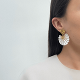 Katerina Makriyianni White Sparkle Mini Fan XS Earrings