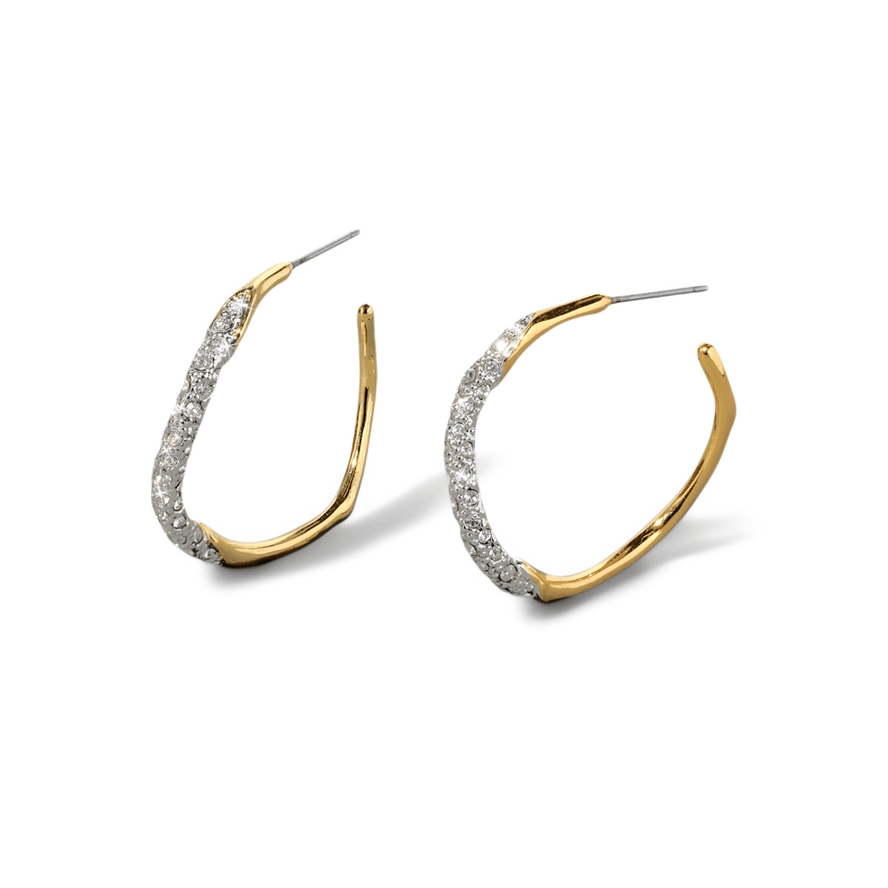 Alexis Bittar Medium Two Tone Pave Hoop Earring