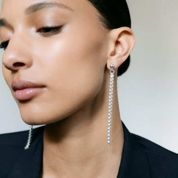 Pearl Octopuss.y Silver Chain Earrings