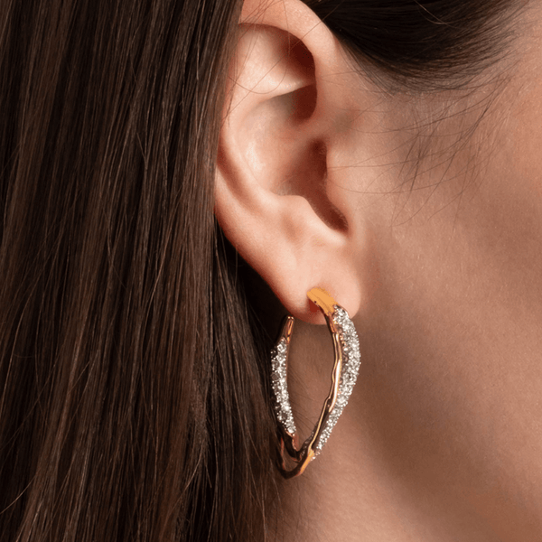 Alexis Bittar Solanales Gold Crystal Twist Hoop Earrings