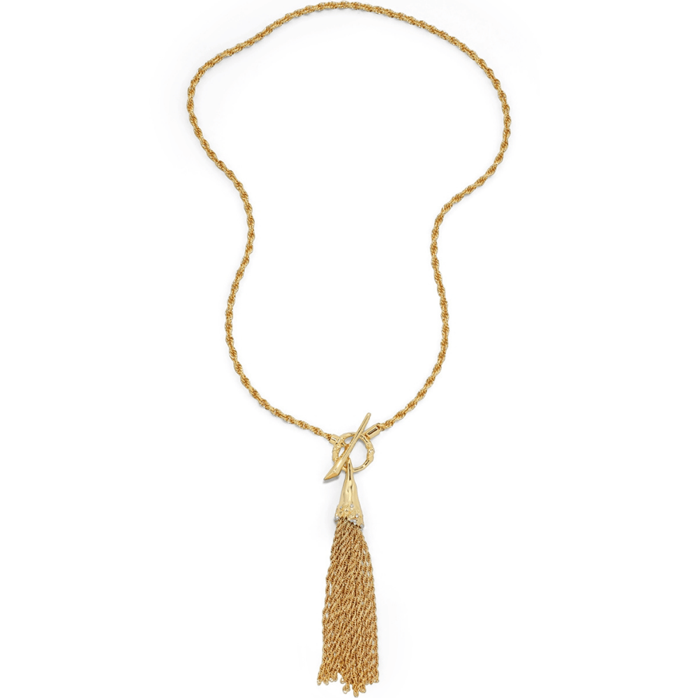 Alexis Bittar Brut Gold Long Tassel Necklace