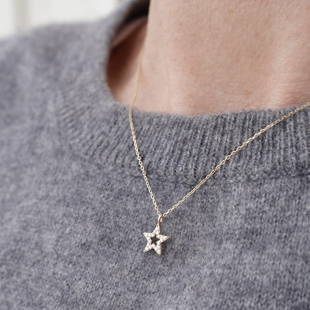 Loulerie 8mm Diamond Open Star Necklace