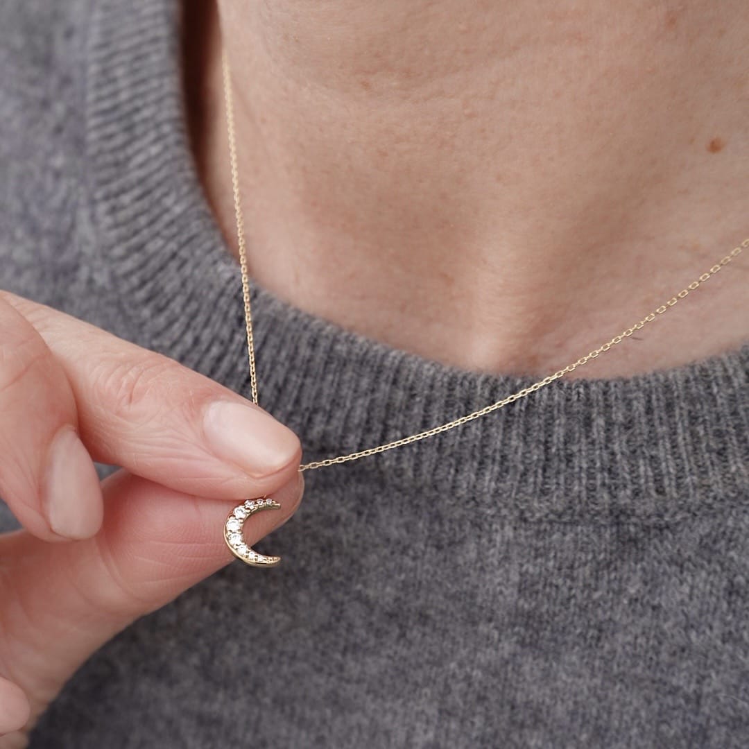 Loulerie Diamond Moon Necklace