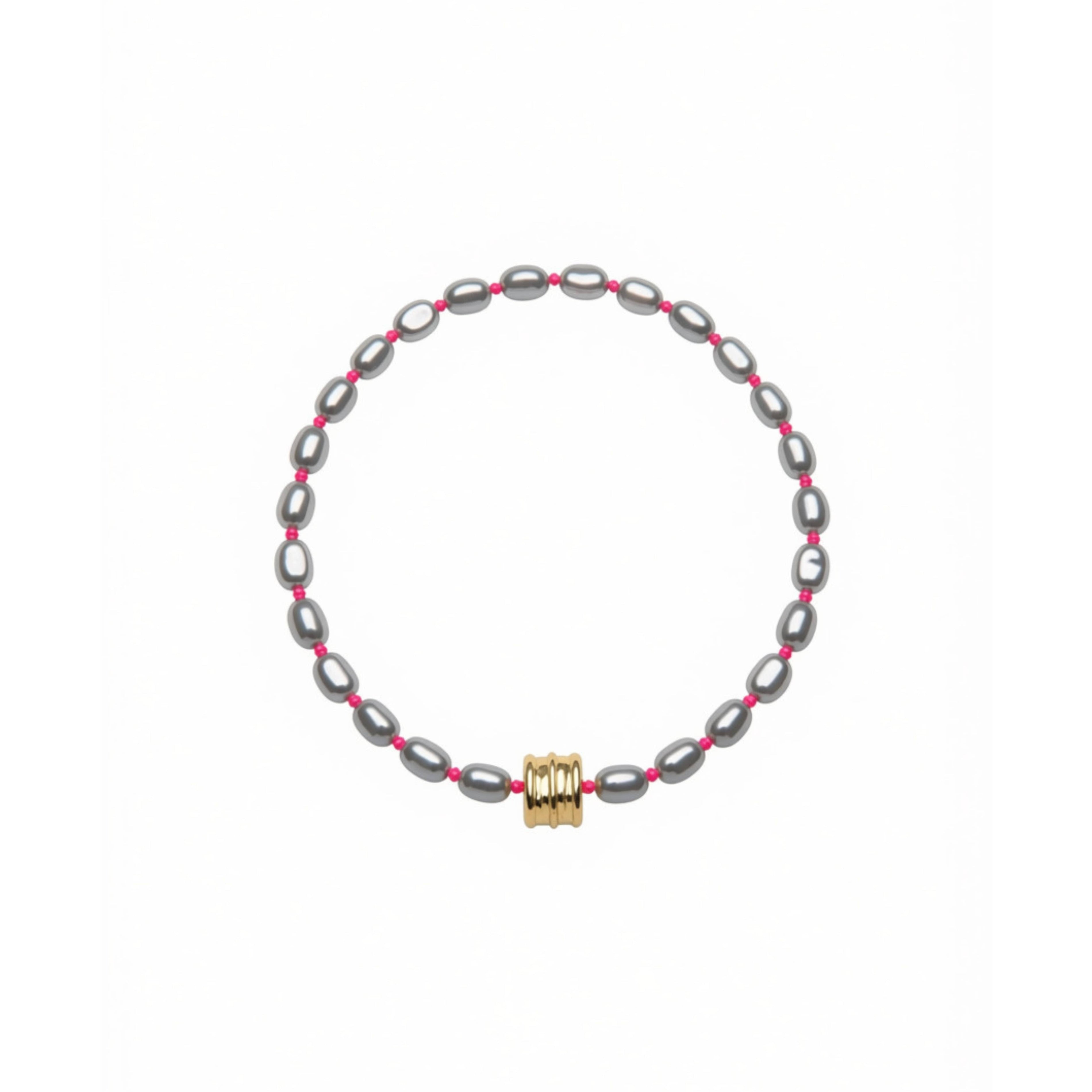 Nina Janvier Grey and Neon Pink Soga Bracelet