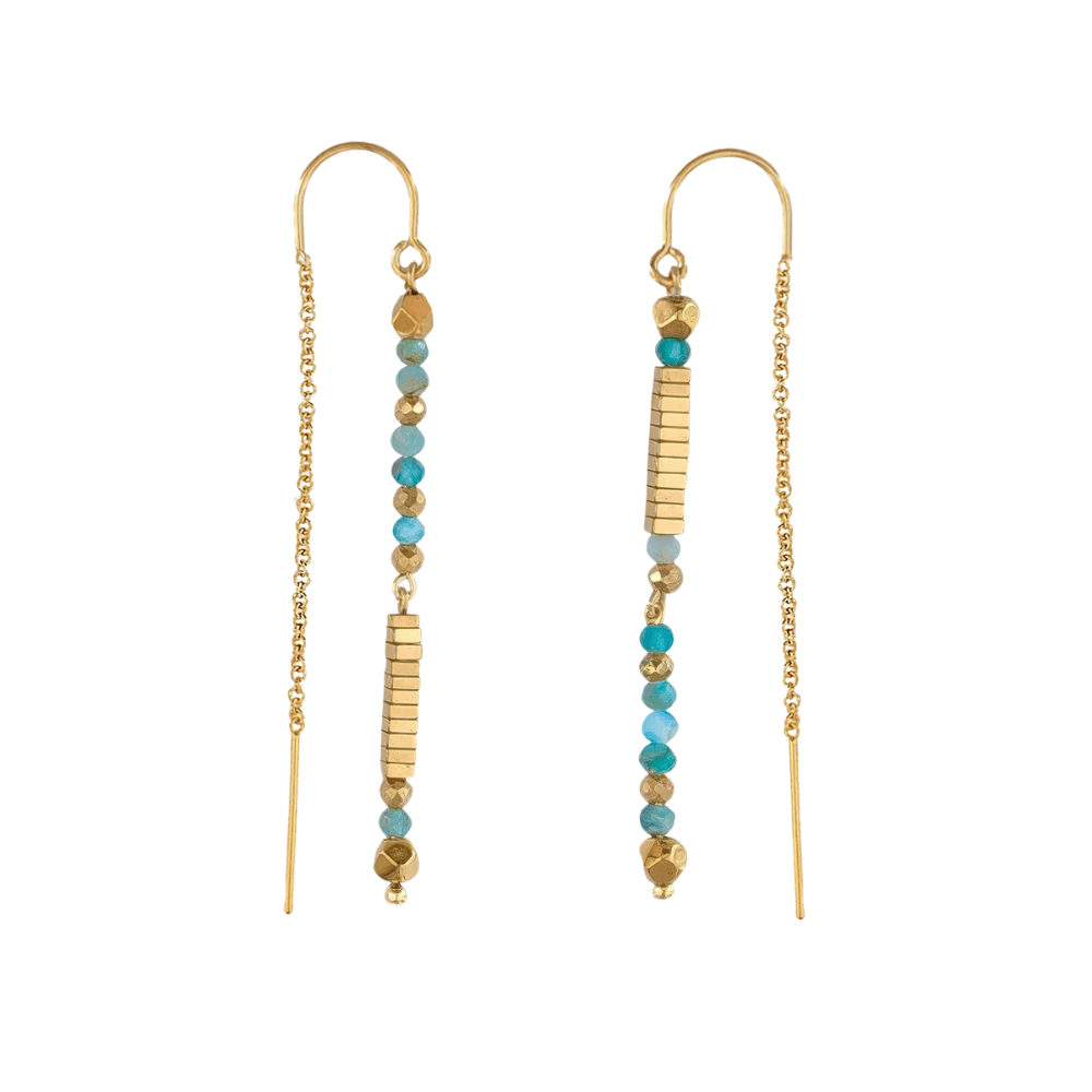 Perle de Lune Apatite & Hematite Threader Earrings