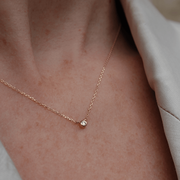 Loulerie 2mm Diamond Droplet Necklace