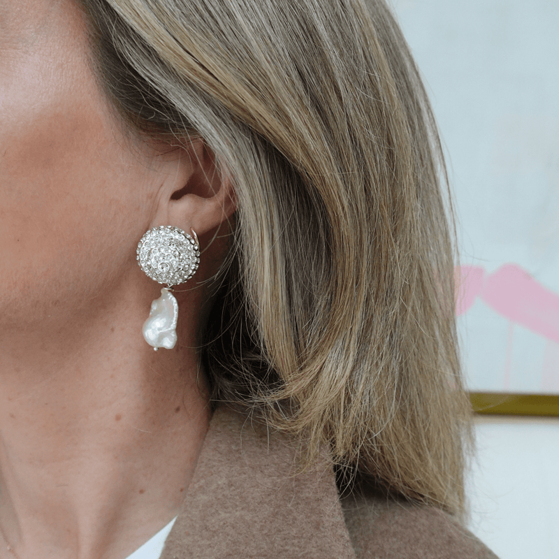 Pearl Octopuss.y Silver Aurora Studs