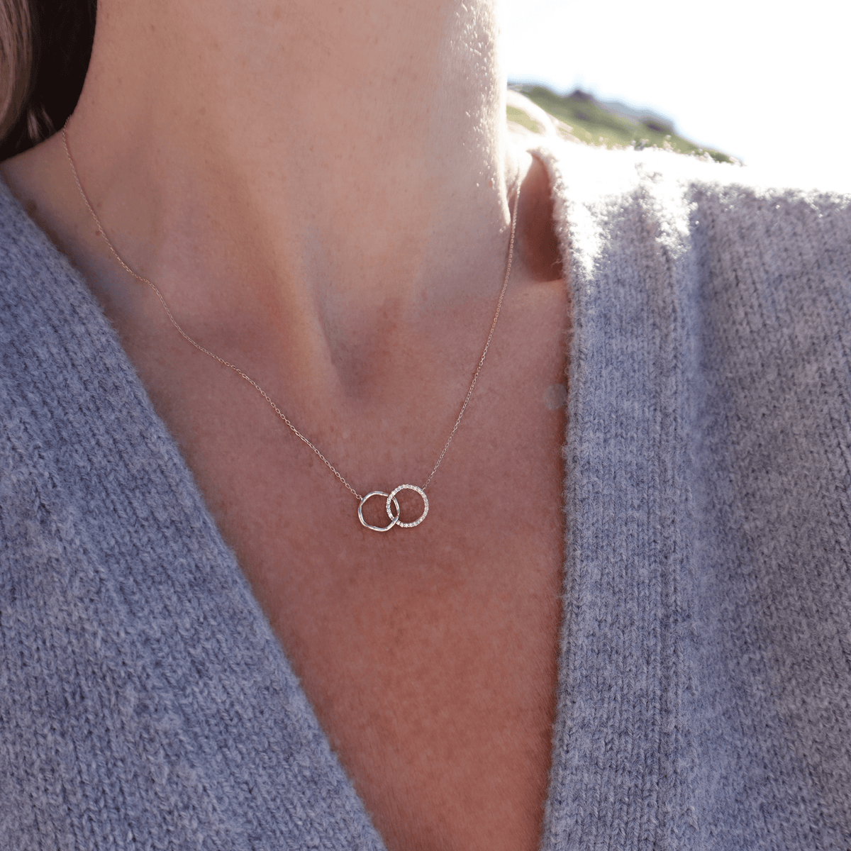 Loulerie White Diamond Yellow Gold Wave Necklace