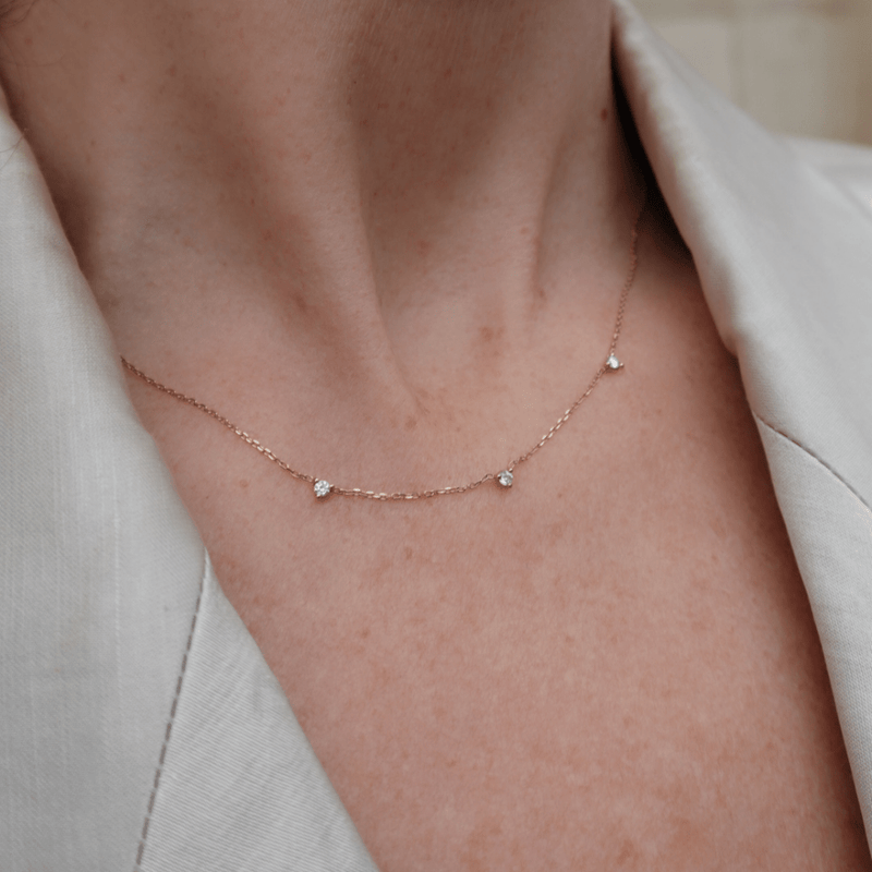 Loulerie Three Diamond Martini Necklace