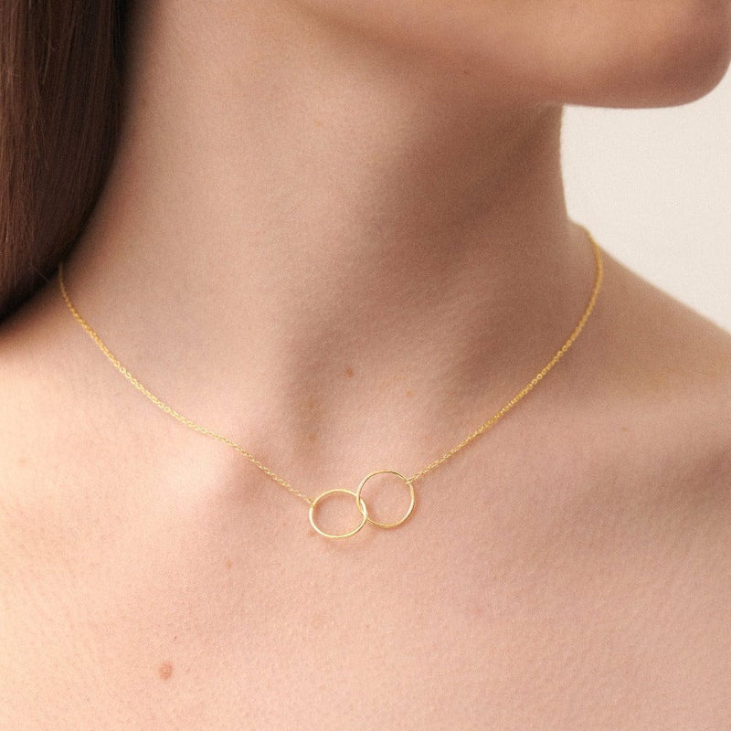 Double Circle Necklace - Gold Electroplated