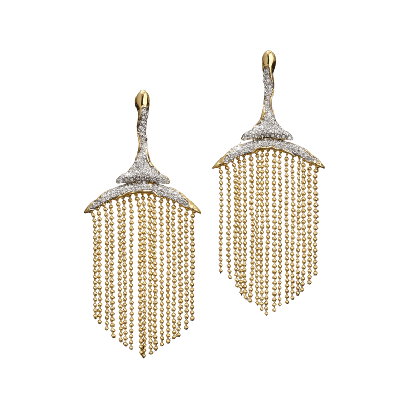 Alexis Bittar Solanales Gold Crystal Fringe Chandelier Earrings