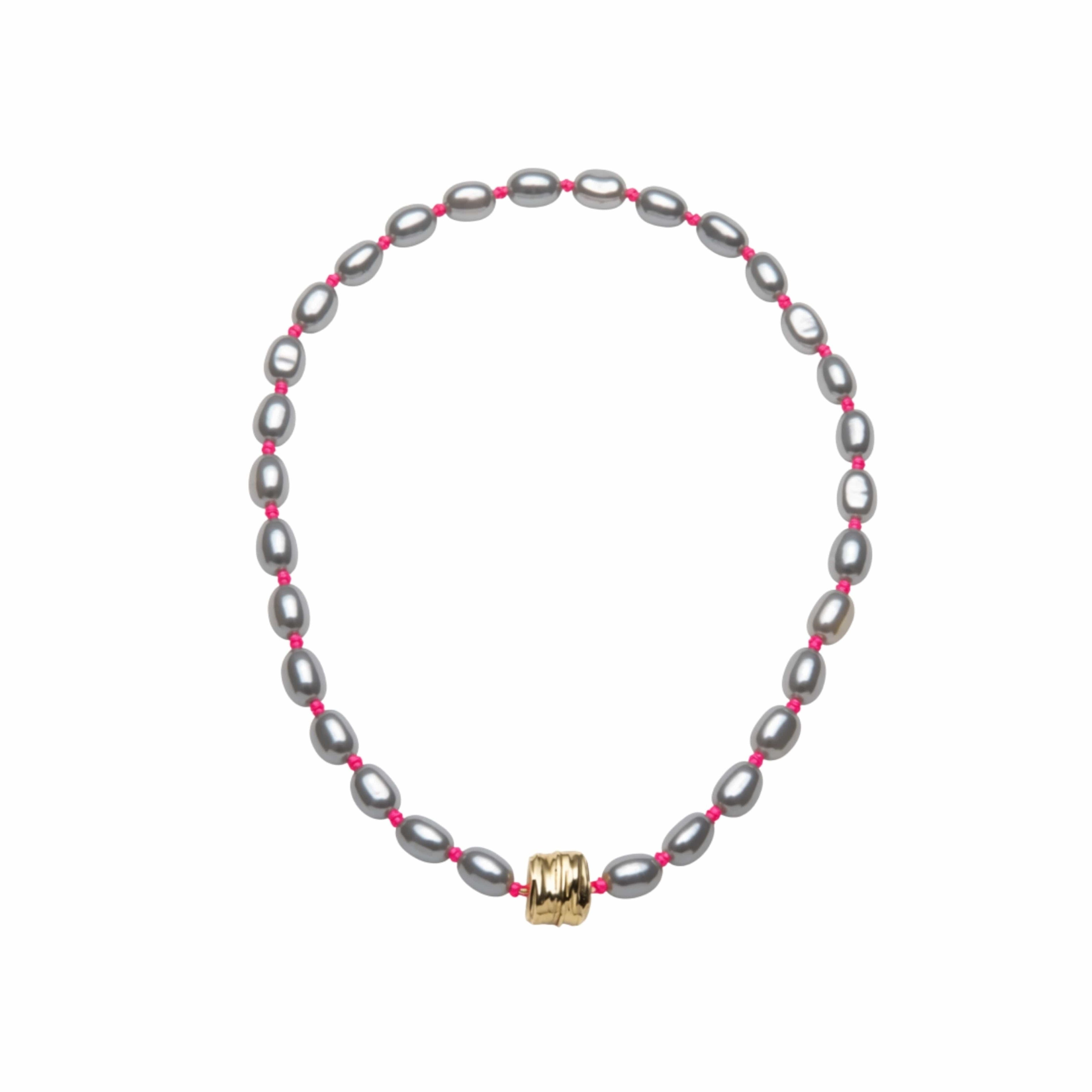 Nina Janvier Grey and Neon Pink Soga Necklace