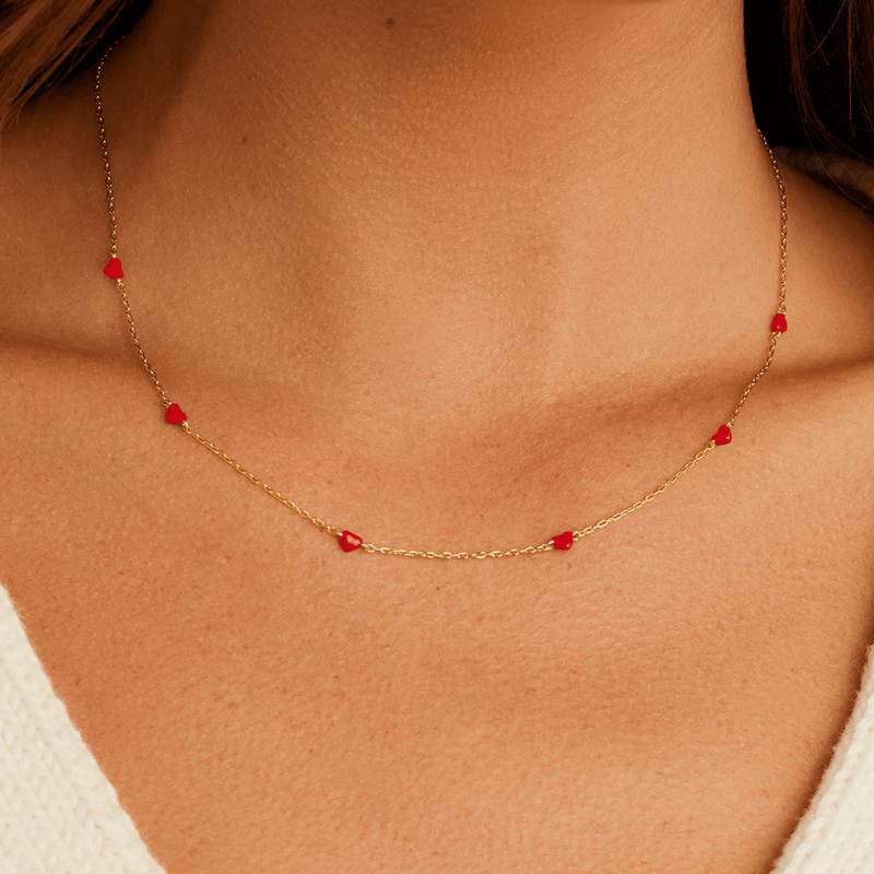 Gorjana Red Enamel Amour Necklace