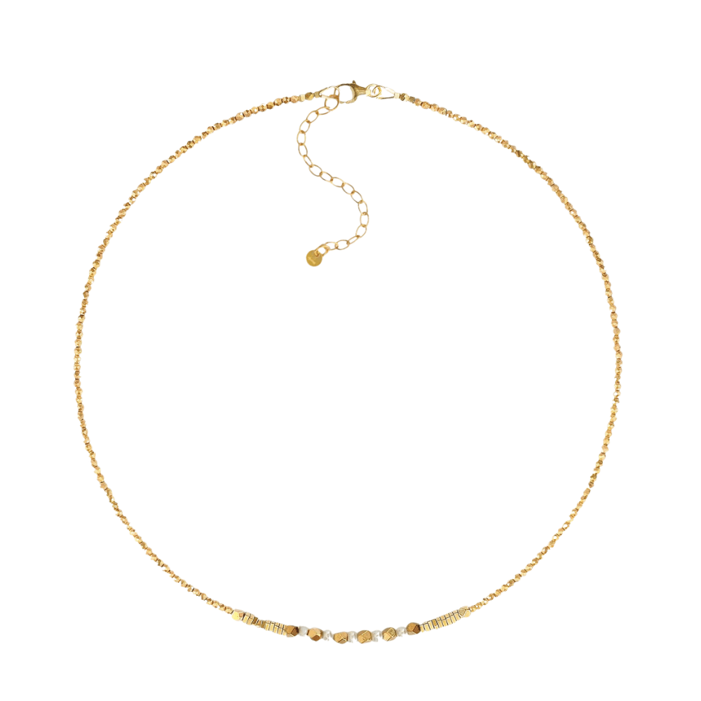 Perle de Lune Freshwater Pearls & Golden Hematite Choker Necklace