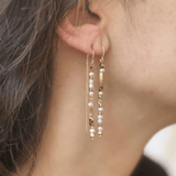 Perle de Lune Freshwater Pearl & Hematite Threader Earrings
