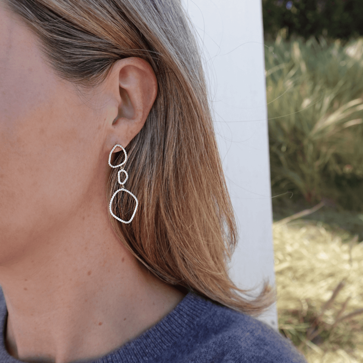 Loulerie Triple Wave Diamond Earrings