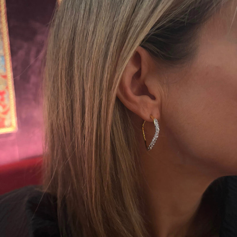 Alexis Bittar Medium Two Tone Pave Hoop Earring