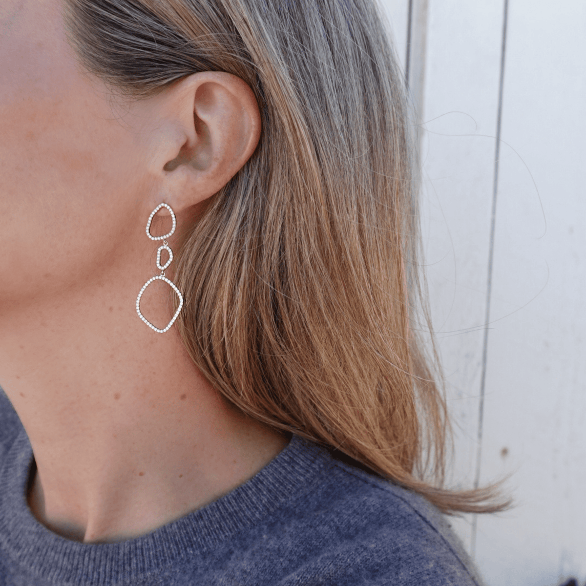Loulerie Triple Wave Diamond Earrings