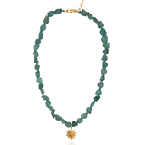 Hermina Athens Teal Pebble Mini Sun Charm Necklace