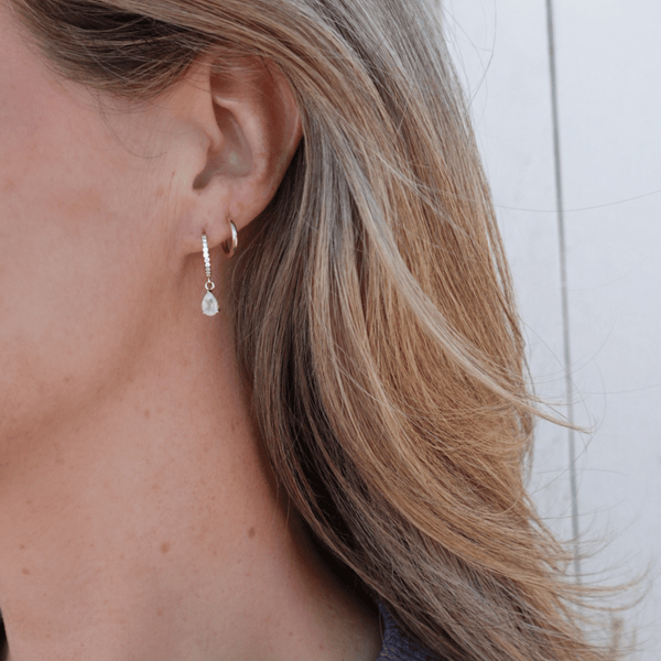 Loulerie Moonstone Drop Huggy Hoops