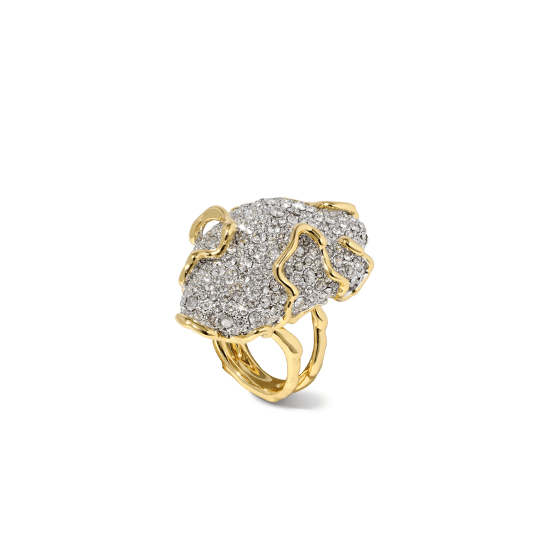 Alexis Bittar Solanales Gold Crystal Pave Pebble Ring