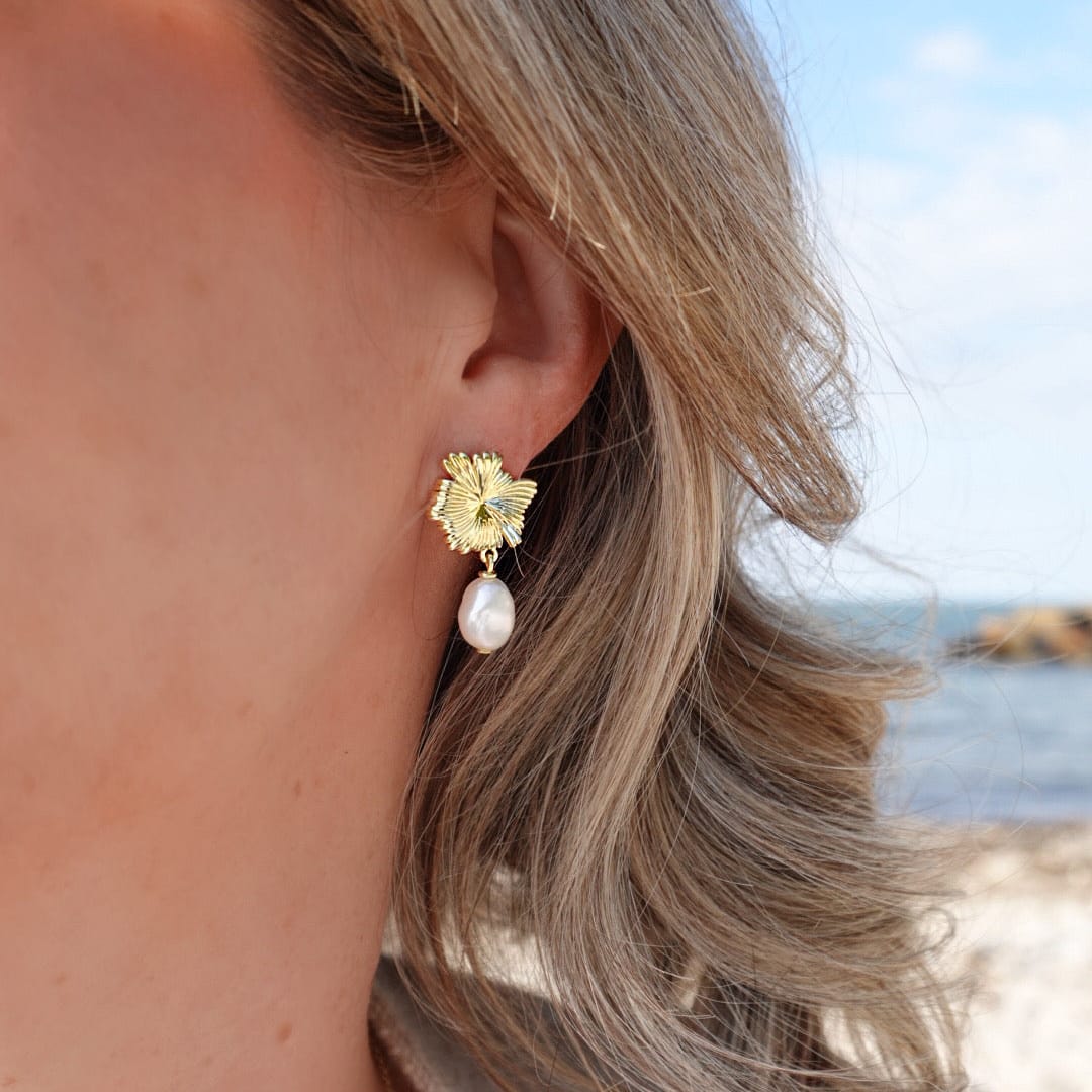 Loulerie Floral Pearl Drop Earrings