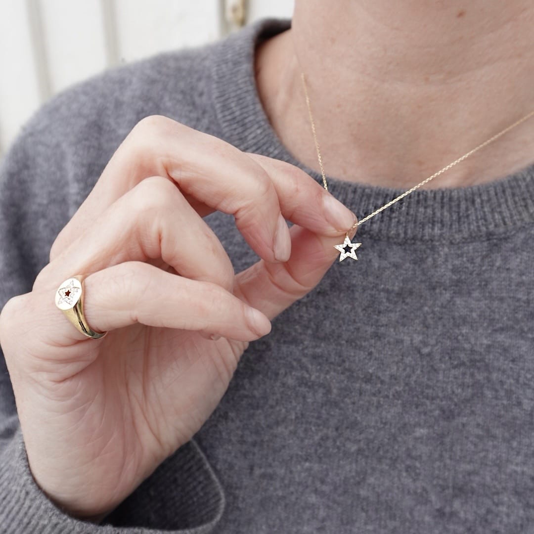 Loulerie 8mm Diamond Open Star Necklace