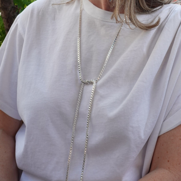 Pearl Octopuss.y Silver Box Chain Rope Necklace