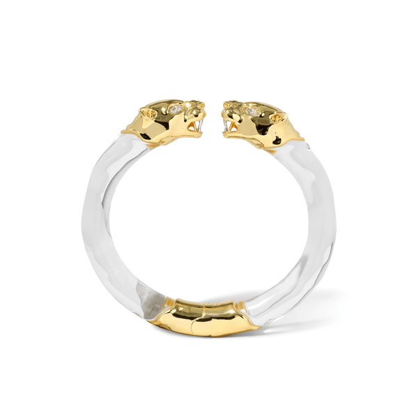Alexis Bittar Panther Visage Lucite Hinge Cuff Bracelet