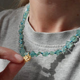 Hermina Athens Teal Pebble Mini Sun Charm Necklace