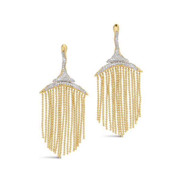 Alexis Bittar Solanales Gold Crystal Fringe Chandelier Earrings