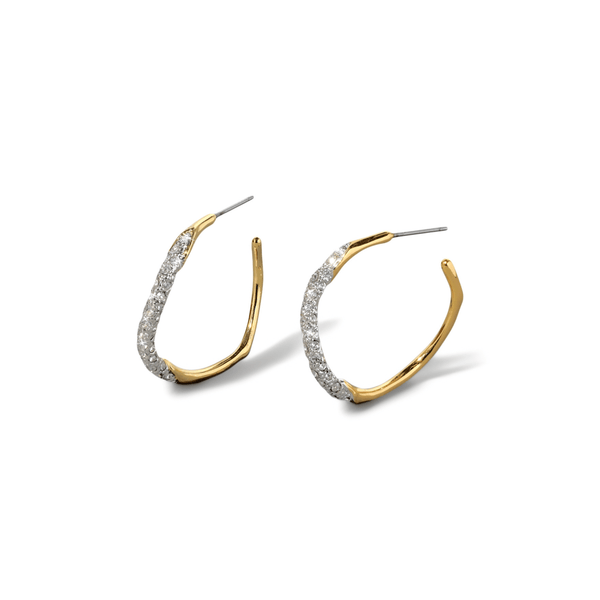 Alexis Bittar Medium Two Tone Pave Hoop Earring