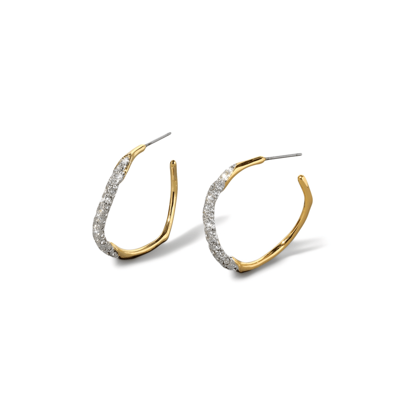 Alexis Bittar Medium Two Tone Pave Hoop Earring