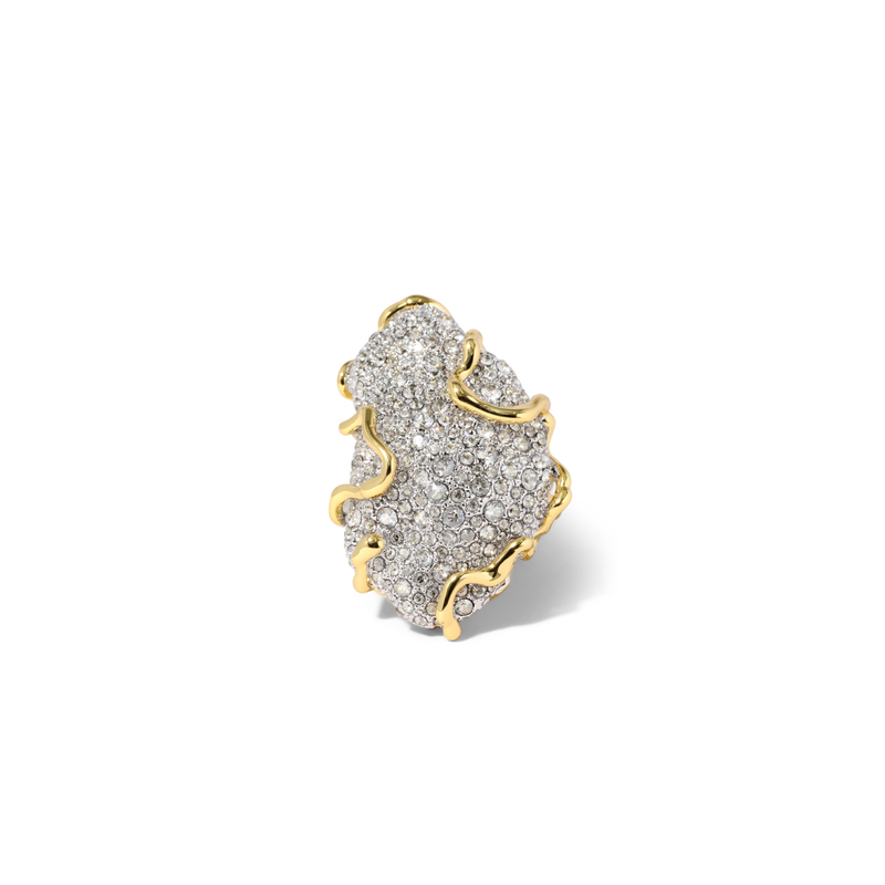 Alexis Bittar Solanales Gold Crystal Pave Pebble Ring