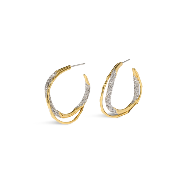Alexis Bittar Solanales Gold Crystal Twist Hoop Earrings