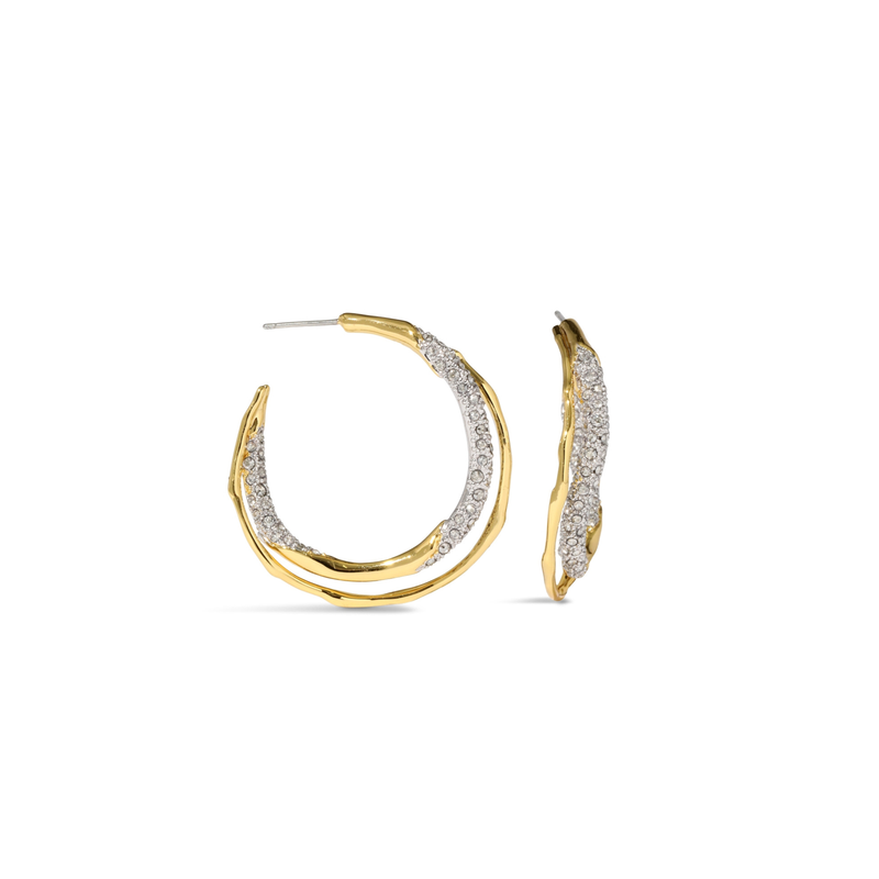 Alexis Bittar Solanales Gold Crystal Twist Hoop Earrings