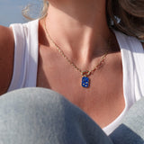 Loulerie Navy Enamel Moon and Star Necklace