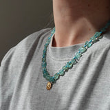 Hermina Athens Teal Pebble Mini Sun Charm Necklace