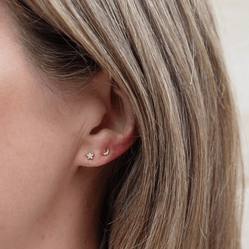 Loulerie Diamond Moon and Star Studs