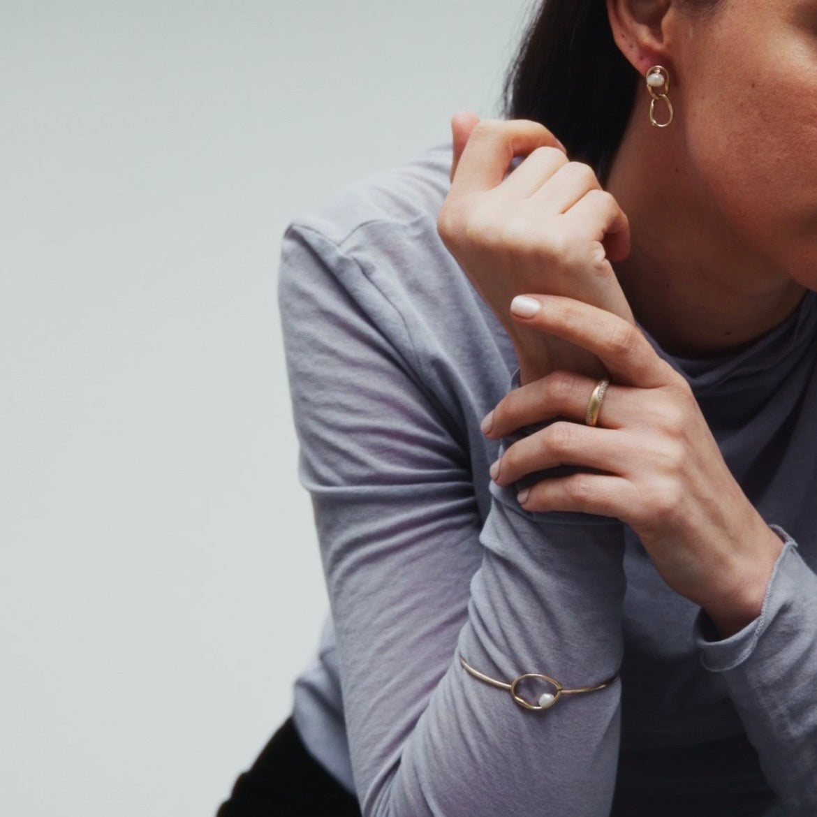 Louise Petersen Double Wave Pearl Ear Jacket