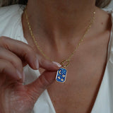 Loulerie Navy Enamel Moon and Star Necklace