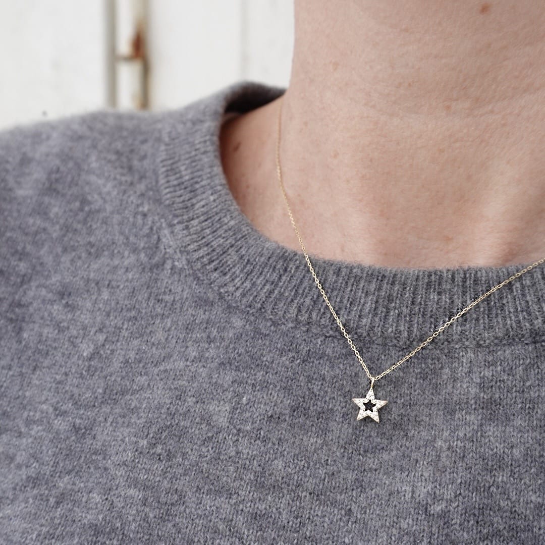 Loulerie 8mm Diamond Open Star Necklace