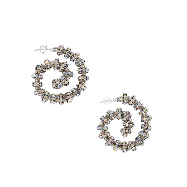 Pearl Octopuss.y Silver Spiral Hoops