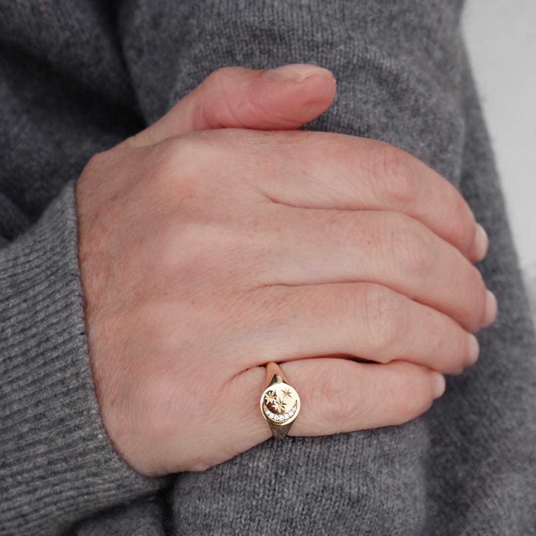 Loulerie Moon And Star Signet Ring