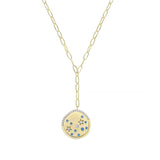 Loulerie Turquoise Crystal Disc Lariat Necklace