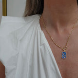 Loulerie Navy Enamel Moon and Star Necklace